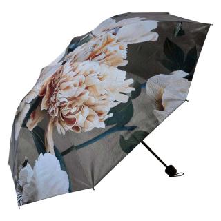 Deštník skládací zelený s květy do kabelky