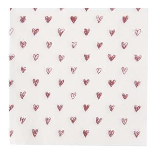 Ib Laursen - ubrousky Red Hearts 33x33 cm, 20 ks