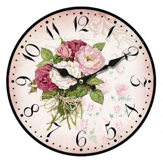 Nástěnné dřevěné hodiny Bouquet, 34 cm