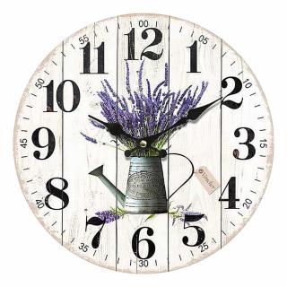 Nástěnné dřevěné hodiny Lavender, 34 cm