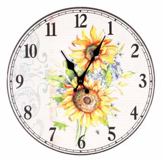 Nástěnné dřevěné hodiny Slunečnice, 34 cm
