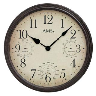Nástěnné hodiny AMS s meteostanicí 42 cm