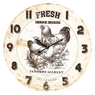 Nástěnné hodiny Fresh Eggs & Chicken, 60 cm
