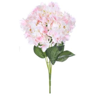 Umělá květina, puget hortenzie bílo-růžový