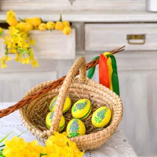 Velikonoční kraslice z pravých vajíček z Broumovska, žluté 5 ks v krabičce