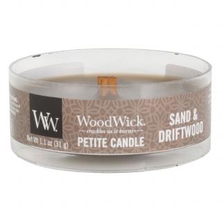 WoodWick - vonná svíčka Petite, Sand & Driftwood (Písek & naplavené dřevo) 31g