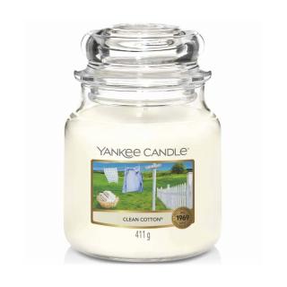 Yankee Candle - vonná svíčka Clean Cotton (Čistá bavlna) 411g