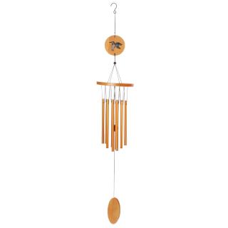 Zvonkohra s ptáčkem, kovovo-dřevěná závěsná dekorace
