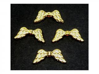 Kovové korálky křídla 9x20 mm, barva zlatá