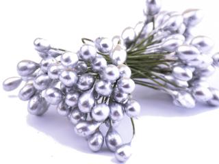 Květinové pestíky 6mm - lesklé Barva: stříbrná