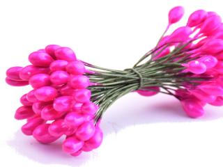 Květinové pestíky 6mm - lesklé Barva: tm. růžová