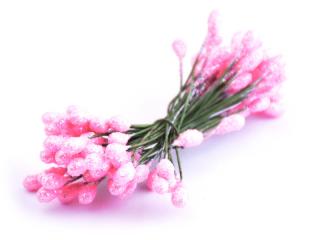 Květinové pestíky s glitry 4x7mm Barva: růžová