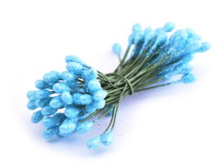 Květinové pestíky s glitry 4x7mm Barva: sv. tyrkysová