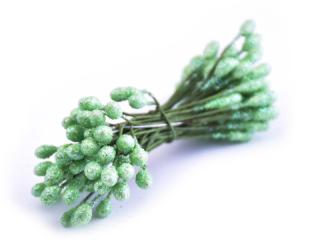 Květinové pestíky s glitry 4x7mm Barva: sv. zelená