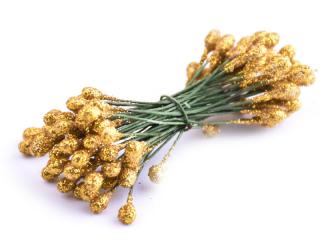 Květinové pestíky s glitry 4x7mm Barva: zlatá