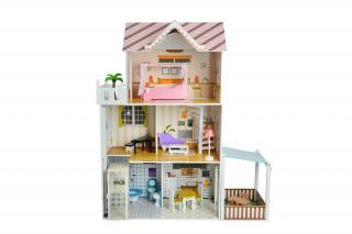 Funfit Dřevěný domeček pro panenky 120cm + zahrádka, výtah, terasa 3045