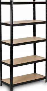 JUMON SHELF Černý regál 5 zasouvacích polic 180x90x40 cm 3265