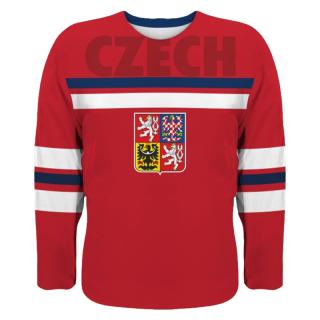 Hokejový fan dres CZECH – červený Velikost: L, Barva: Červená