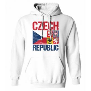 Mikina CZECH REPUBLIC vlajka a znak – pánské, bílé Velikost: S, Barva: Bílá