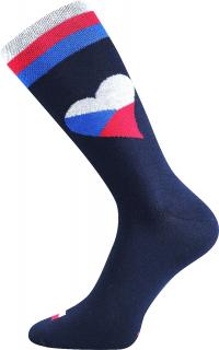 Ponožky s českou vlajkou srdce modré Velikost: 39