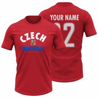 Tričko CZECH REPUBLIC – pánské, červené se jménem a číslem Velikost: L, Barva: Červená