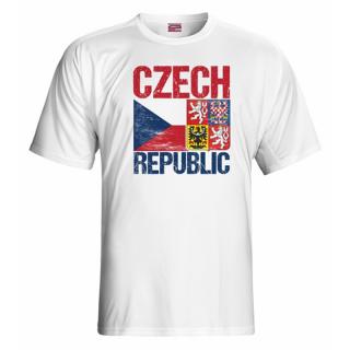 Tričko CZECH REPUBLIC vlajka a znak – pánské, bílé Velikost: L, Barva: Bílá