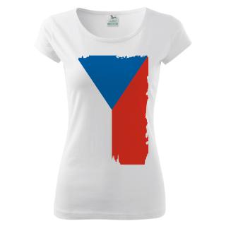 Tričko s českou vlajkou – dámské, bílé Velikost: L, Barva: Bílá