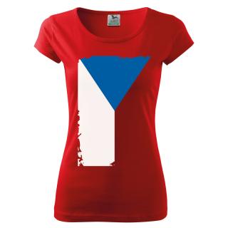 Tričko s českou vlajkou – dámské, červené Velikost: L, Barva: Červená