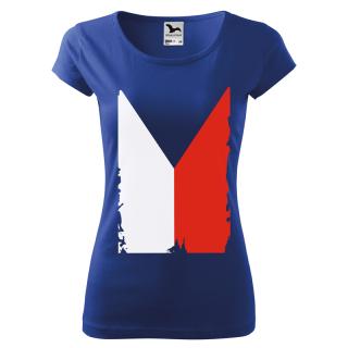 Tričko s českou vlajkou – dámské, modré Velikost: L, Barva: Modrá