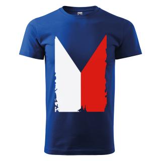 Tričko s českou vlajkou – pánské, modré Velikost: L, Barva: Modrá
