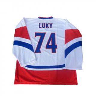 VÝPRODEJ - nevyzvednutá zakázka Hokejový dres LUKY 74 Velikost: XS, Barva: Trikolora