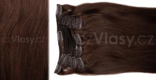 Clip in vlasy odstín 4 Sada: Objemnější - délka 40 cm, hmotnost 145 g