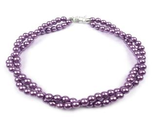 Náhrdelník z voskovaných perel fialový (230629-7)