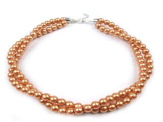 Náhrdelník z voskovaných perel oranžový (230629-8)