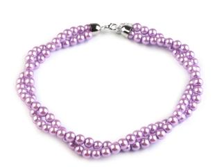 Náhrdelník z voskovaných perel světle fialový (230629-2)