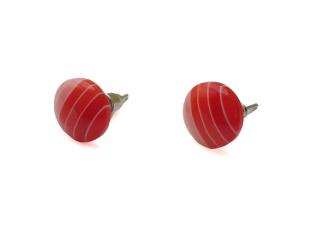 Náušnice proužkované pecky červené (230300-13)