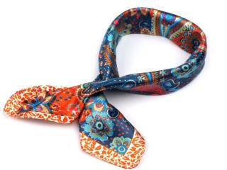 Saténový šátek 55x55 cm s potiskem oranžový (710709-2)