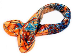 Saténový šátek 57x57 cm s potiskem oranžový (710408-2)