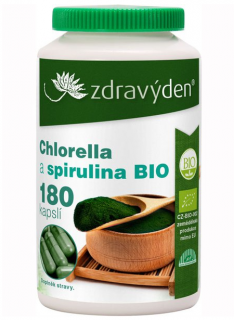 Zdravý den Chlorella a spirulina BIO 180 kapslí