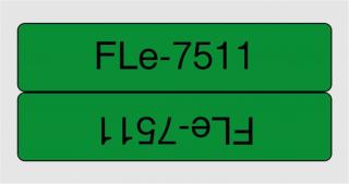 FLe-7511, předřezané štítky - černá na zelené, šířka 21 mm