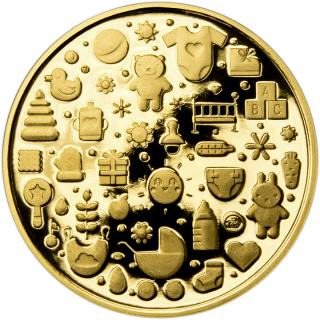 Zlatá dětská medaile s věnováním