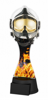 Barevná akrylátová trofej s hasičskou helmou Výška: 19 cm