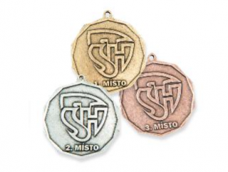 Hasičská medaile 60mm se znakem SH ČMS a štítkem a závěsným uchem Barva motivu: Starozlato