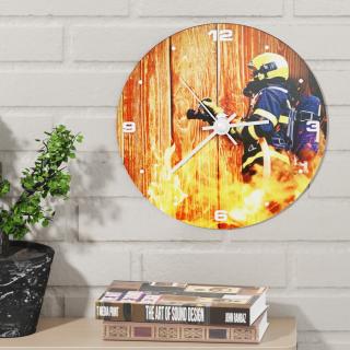 Kruhové hasičské hodiny Zásah Velikost: 25 cm