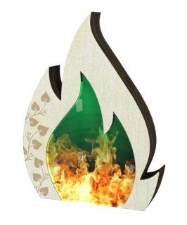 Malá dřevěná plaketa zelený oheň Výška: 15cm