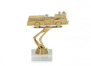 Zlatá figurka hasičského auta Výška: 11 cm