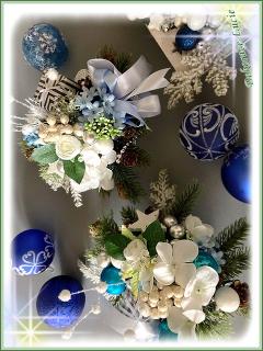 Aranžmá vánoční modro bílé