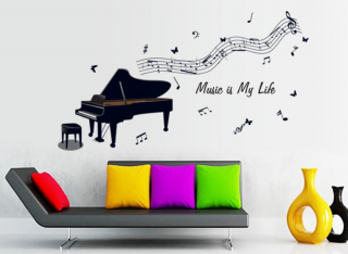Samolepící dekorace piano (samolepka na zeď)