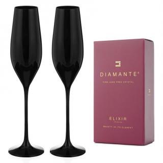 Diamante skleničky na šampaňské Ghost Black 210 ml 2KS