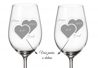 Svatební sklenice na bílé víno DVOJÍ SRDCE 350 ML 2KS